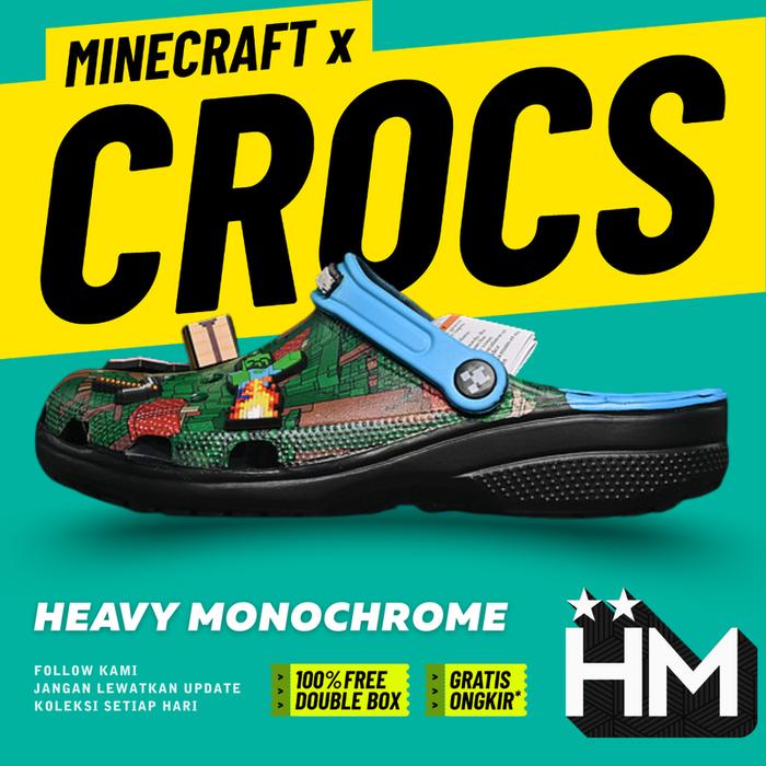 Minecraft x Crocs Classic Clog Black Blue (Size M4-M11)