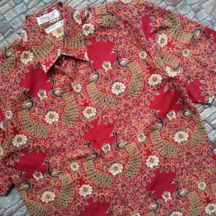 Kemeja Batik pria bahan Katun branded preloved, Hem Batik full motif