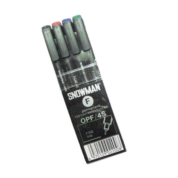 [ SET ] Spidol Permanent Marker - Snowman OHP F / M 4 Warna MURAH!