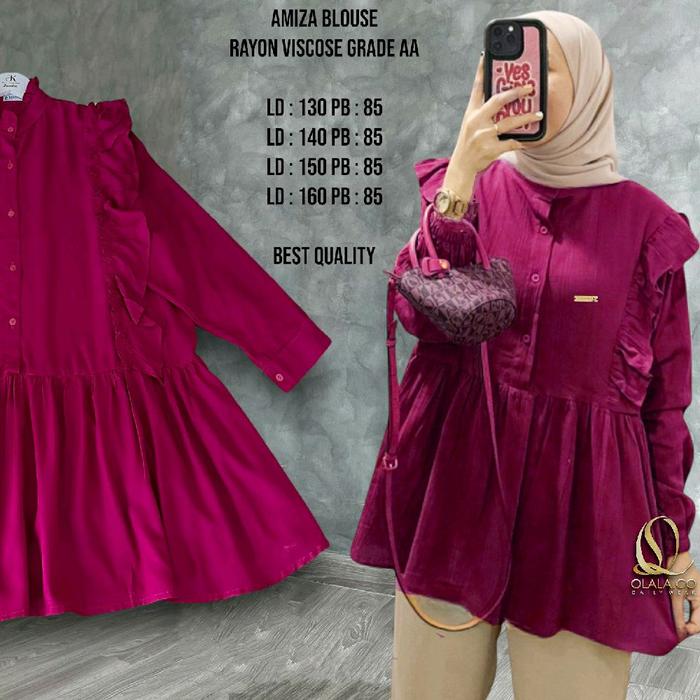 Amiza fuchia tua or magenta Kemeja OVERSIZE LD 130-160 blouse adem & jatuh blouse jumbo / OLALA