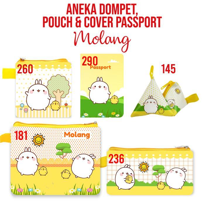 PREMIUM Molang Mini Wallet Case Pouch Sling Bag Tas Selempang Mouse Pad Cover Passport Kelinci Putih