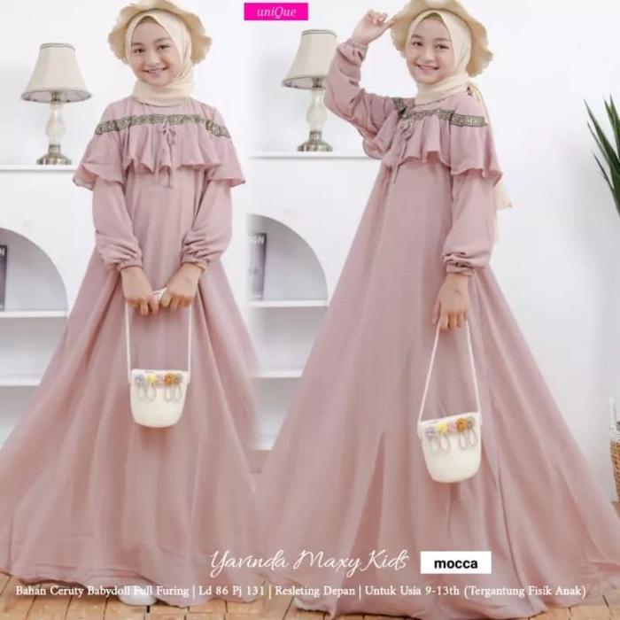 YERINDA KIDS GAMIS putih set hijab ANAK PEREMPUAN TERBARU 2024 YERINA BUSANA MUSLIM ANAK TANGGUNG BA