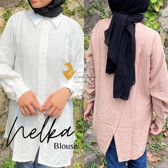 blus nelka poli linen oversize kemeja kerja wanita model teraru 2024 viral tiktok baju blouse ootd c