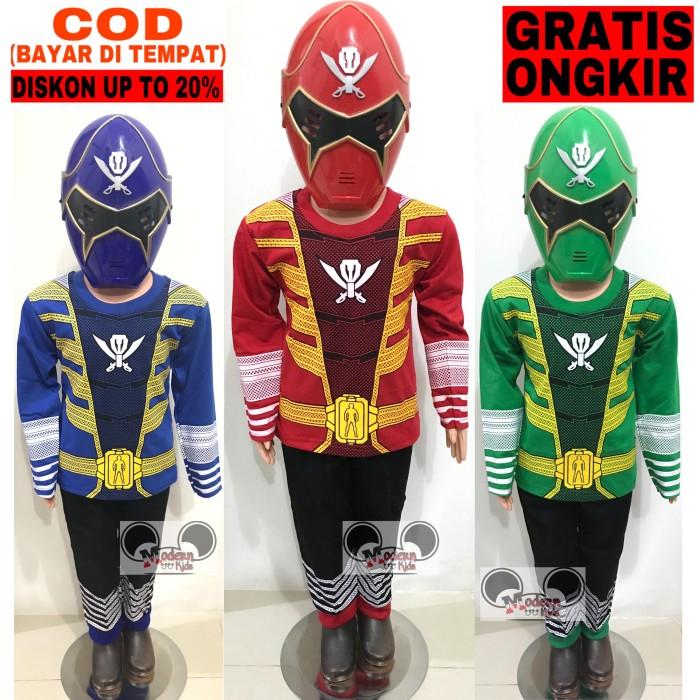 NEW PARCEL RAMADAN BAJU SETELAN PANJANG KOSTUM POWER RANGER 1 SET + TOPENG
