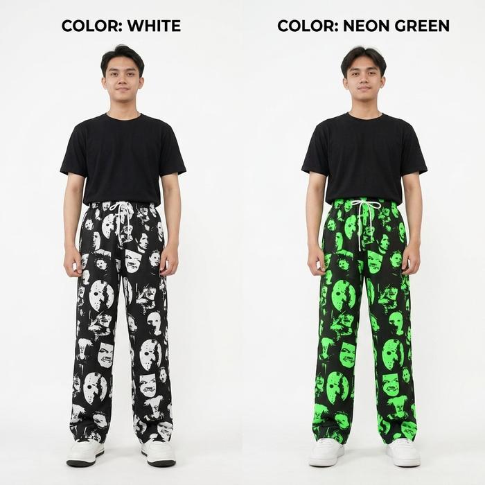 [VIRAL] Celana Panjang Full Print Motif Horror Mask Kece - OOTD Streetwear Cowok Aesthetic Loose Pan