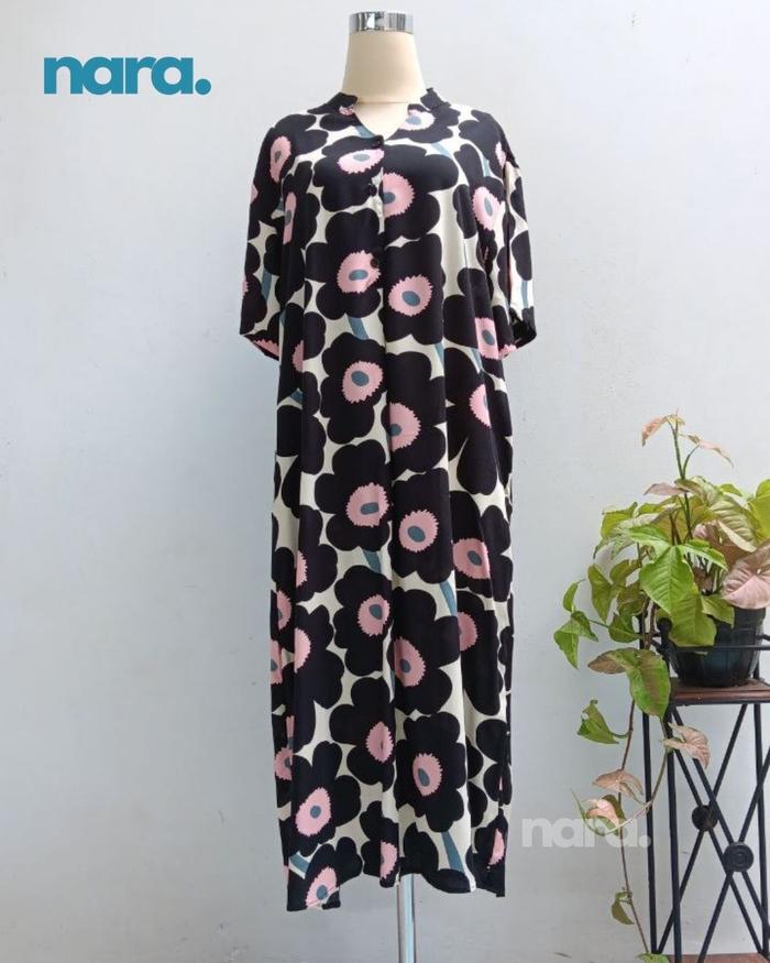Daster Busui Kekinian Kancing Depan - Daster Remaja Lengan Pendek Kekinian Dress Korea Selutut Motif