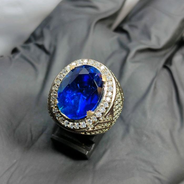 Cincin Pria King Safir Ring Semi Perak