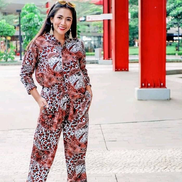 Pajamas Set Wanita Motif Macan