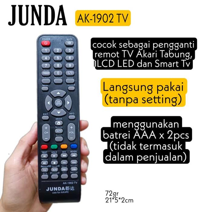 Remote Pengganti untuk Remote TV Tabung LCD LED Smart TV Akari JUNDA AK-1902 TV