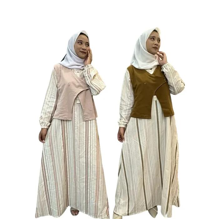 Dns-Selina Dress Gamis kekinian branded by Dns bahan katun premium