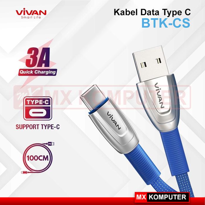 Vivan BTK-CS Kabel Data Type-C 100CM Fast Charging 3A TYPE C