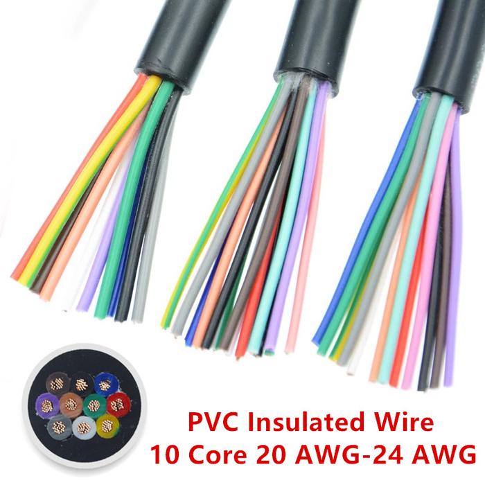 5Meter 28AWG 26AWG 24 AWG 22 AWG 20AWG 18AWG 17AWG RVV 10 Core Copper