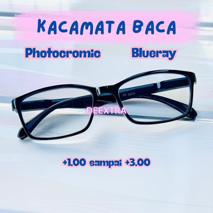 kacamata photocromic blueray pria wanita anti radiasi +1.00 sd +3.00 kacamata baca plus orang tua ka