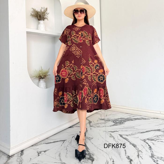 Vitela Daster Batik Cap Andin ld 110 handmade Busui Friendly kancing dan resleting Bahan Rayon Pekal