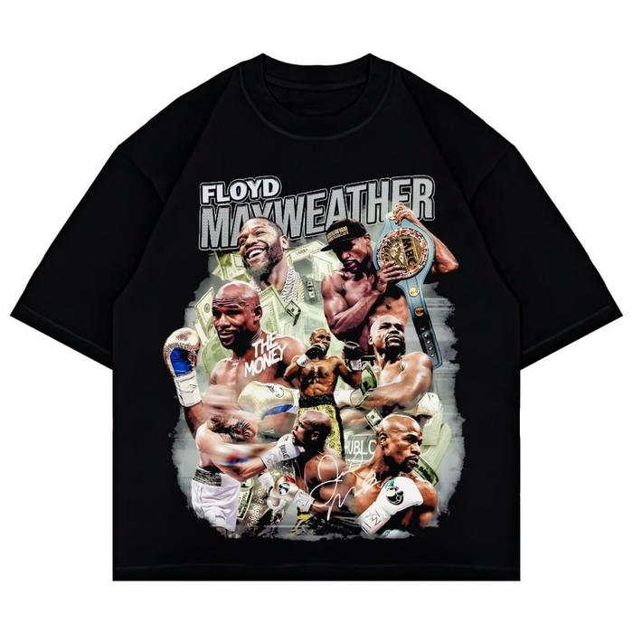 Psycho Crucify "Floyd Mayweather" Oversized T-Shirt | Black | Kaos Oversize | Vintage | Atasan | Kao