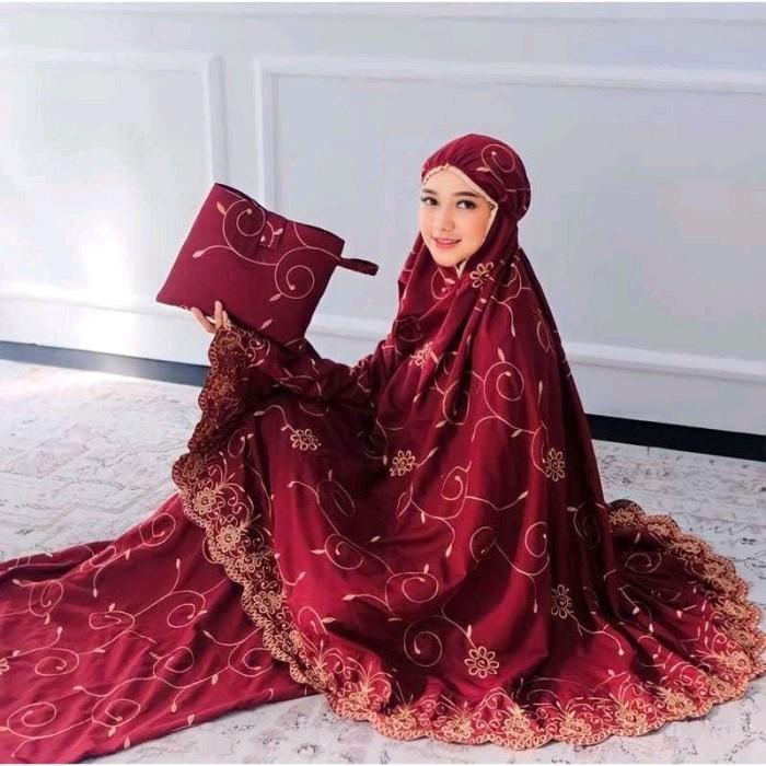 MUKENA grasela.mukena murah.mukena virall. mukena jumboo Muslim Katun Dewasa Motif Renda