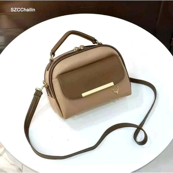 SZCChailin Tas 2 Ruang Resleting Fashion Korea Kulit Sintetis