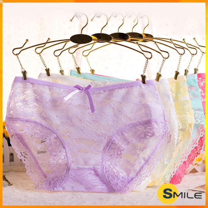 SMILE WOMEN PANTIES WANITA ONE PIECE CELANA PANTY CD IMPORT POLOS LACE FLOWER 2084 MURAH
