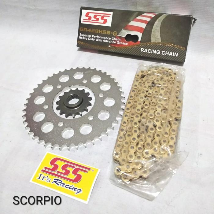 Gear Set Sss Scorpio Dan Rantai Sss Gold #Gratisongkir