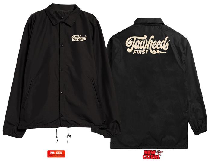 Jaket Coach Windbreaker Islam Muslim Tauhid Printing Bahan Waterproof Kualitas Distro
