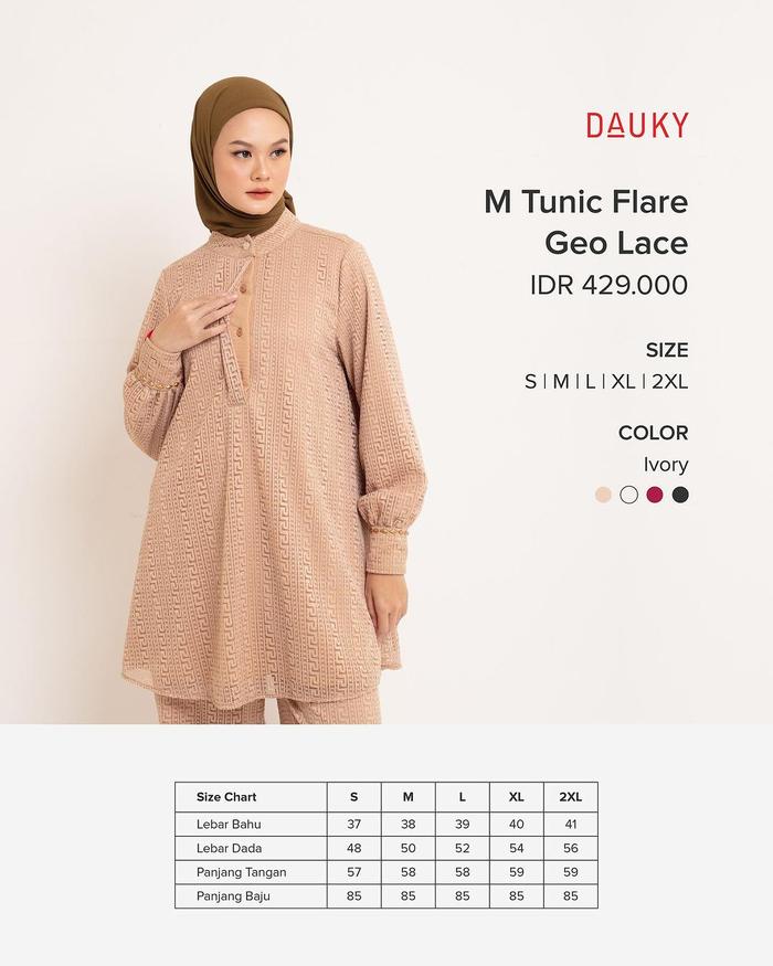 M tunik flare geo lace dauky/Tunik Dauky lace nyaman terbaru