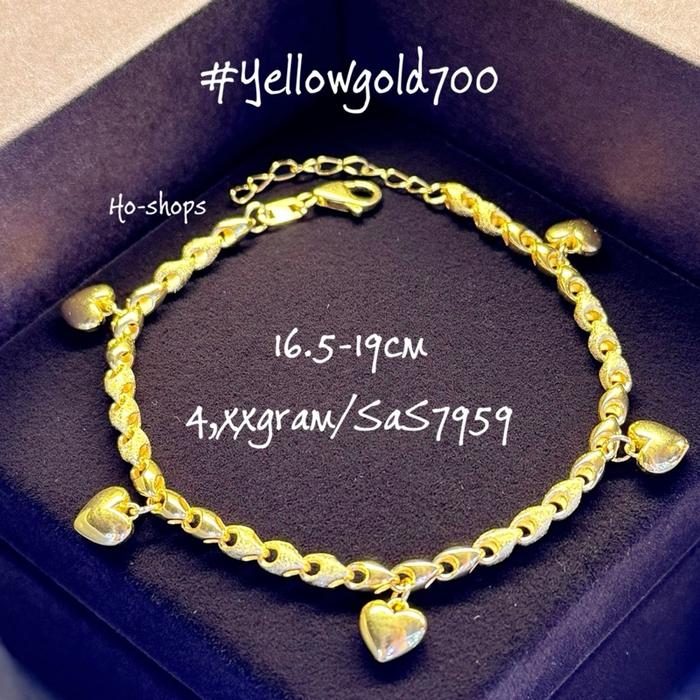Gelang Charm" Loves Mas Kuning Kadar 700 Asli Emas