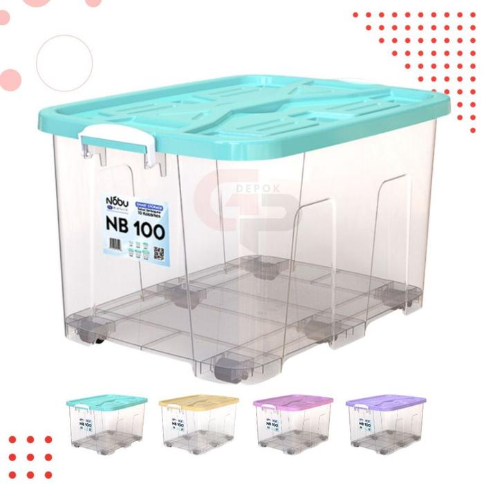 BOX CONTAINER BENING 100 L / 85 L / 55 L / 40 LITER + RODA - Kontainer Box CLEAR Plastik / Container