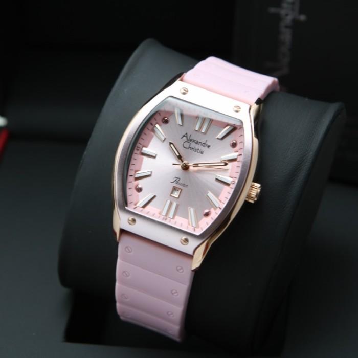 JAM TANGAN WANITA ALEXANDRE CHRISTIE AC 2941 / AC2941 RUBBER ORIGINAL - ROSEGOLD PINK