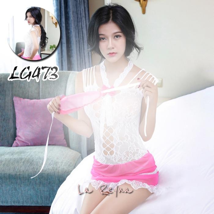 OBRAL Set Lingerie Body Stocking Exclusive Jumbo + Penutup Mata Midnight Fantasy LG473