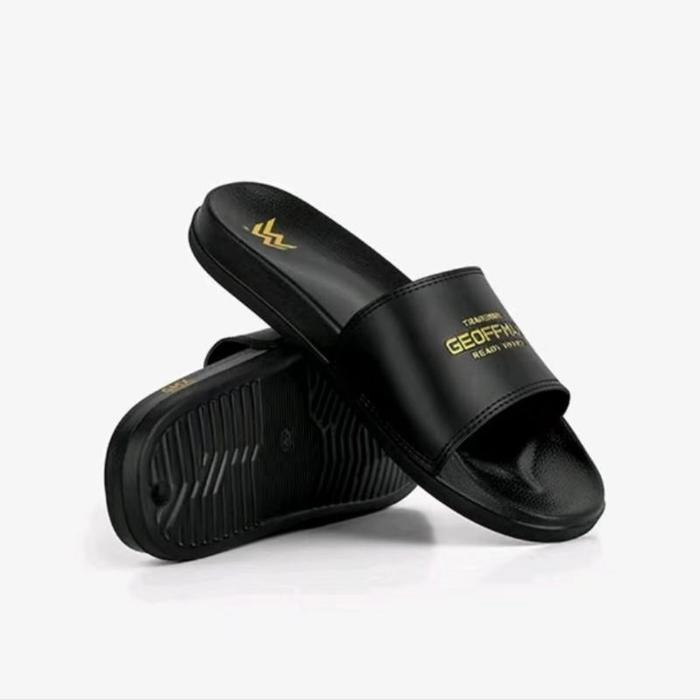 sandal slop pria wanita geoffmax hitam gold - Gmx gold, 36