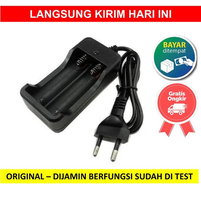 Charger Battery 18650 2 Slot Baterai Batere Batu Senter Laser KABEL Kipas Mini Portabel Kepala Headl