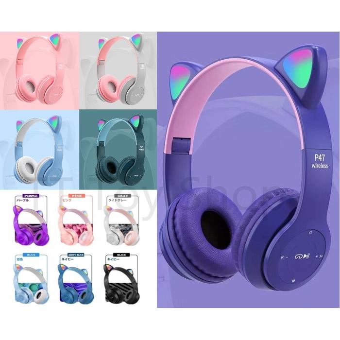 Headphone Wireless Cat Ear LED XY 205 / Cat Ear Noise Cancelling Headphone Bluetooth 5.0