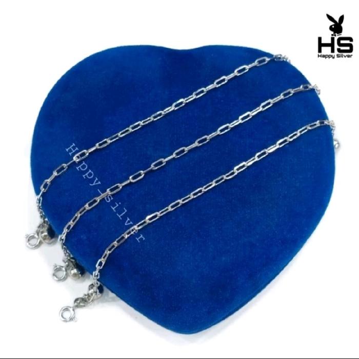 Gelang Perak Asli 925 Lapis Emas Putih Model Rantai Catena  paperclip + kerincing - Perhiasan Perak 