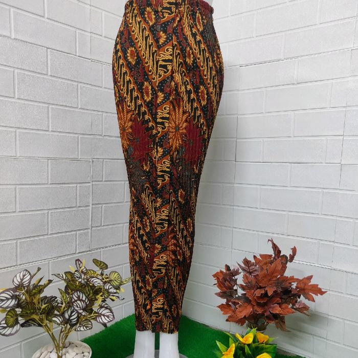 Rok plisket batik wiru parang pisang merah Cantik Formal Panjang Nyaman