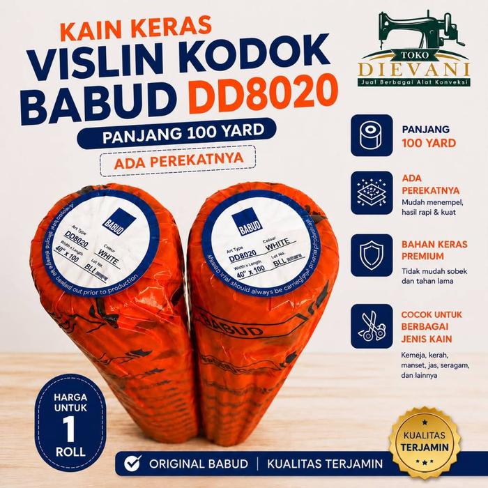 Babud DD8020 Kain Keras Vislin Kodok Tipis Ada Lem Perekat Jual 1 Roll = 100yard
