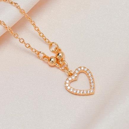 Kalung Gold charm titanium model Korea aksesoris fesyen kalung liontin desain mewah hati cinta love 