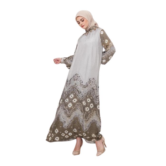 Lausboutique-Abaya Takalar-Seri Alam-Kaftan Jumputan Palembang Handmade Batik Manset Muslim Panjang 