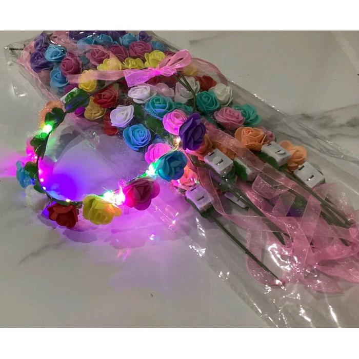 LUSINAN bando bulu telinga lampu LED,bando bulu kelap kelip 3pilihan rainbow dan polos,polos pompom,