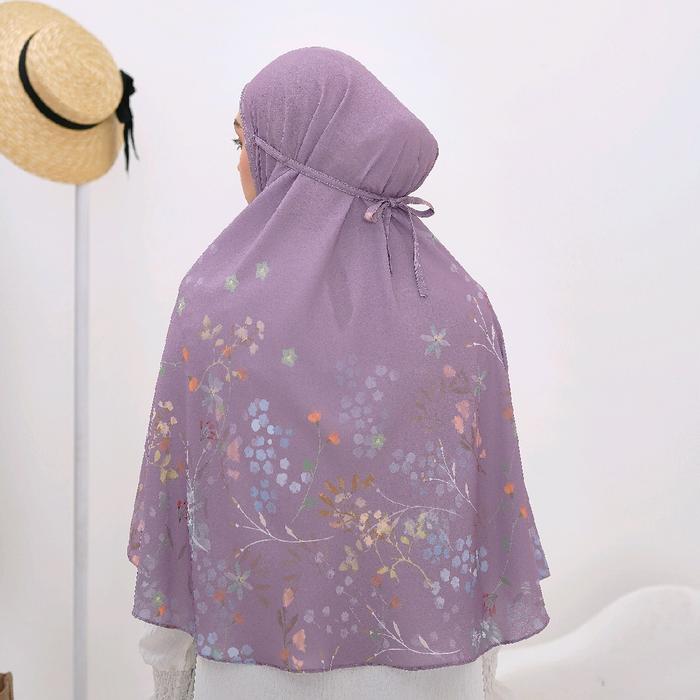 Veselka - Tavia Bergo Hijab Printing instant Khimar  Motif Bunga Syari Jilbab Kerudung Praktis musli