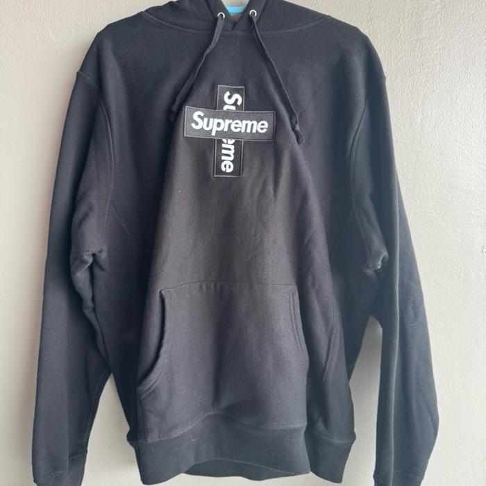 Supreme Logo Box Cross Hoodie