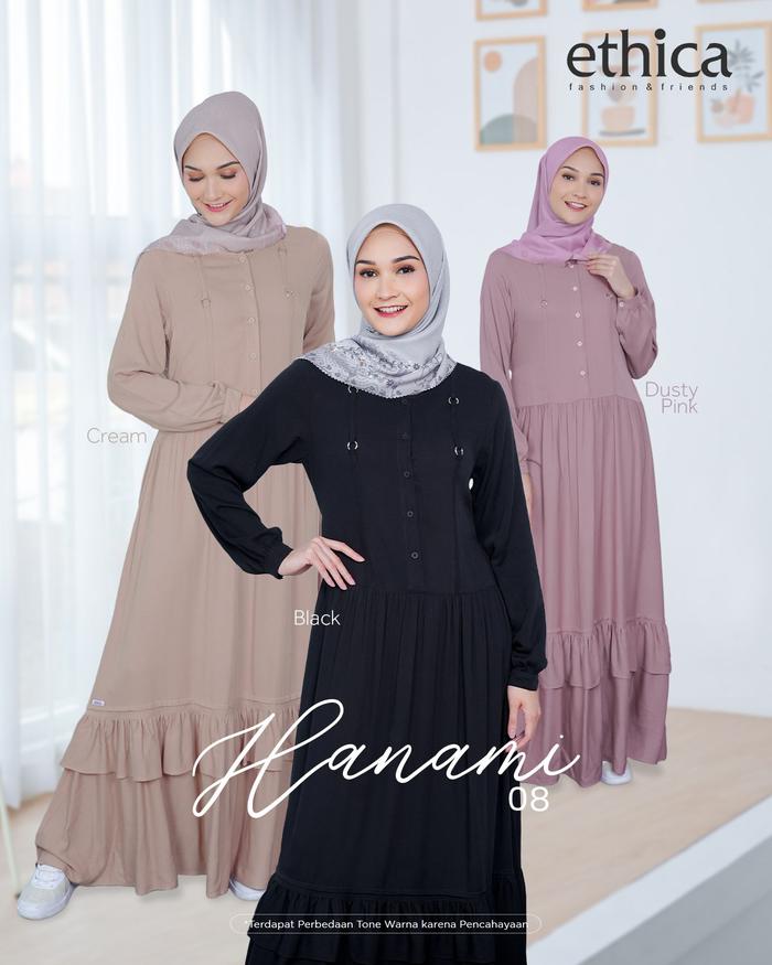 Ethica Hanami 08 Dusty Pink / Hanami 08 Black / Hanami 08 Cream / Gamis Daily