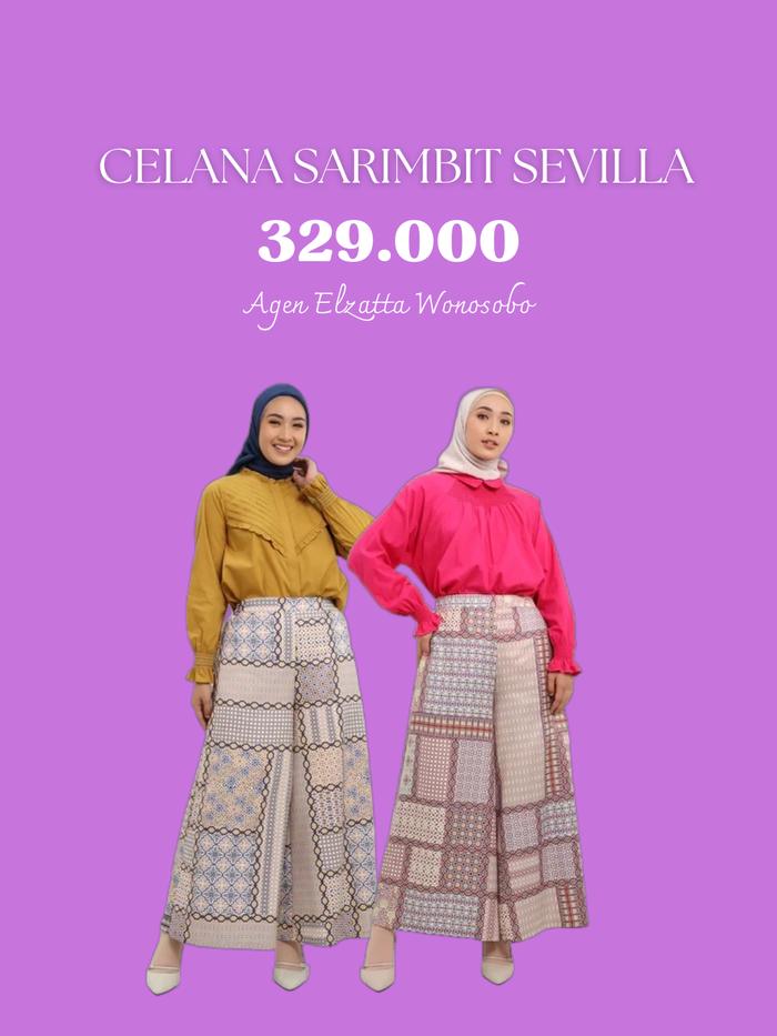 Elzatta Celana Sarimbit Sevilla Kulot wanita wanita celana panjang
