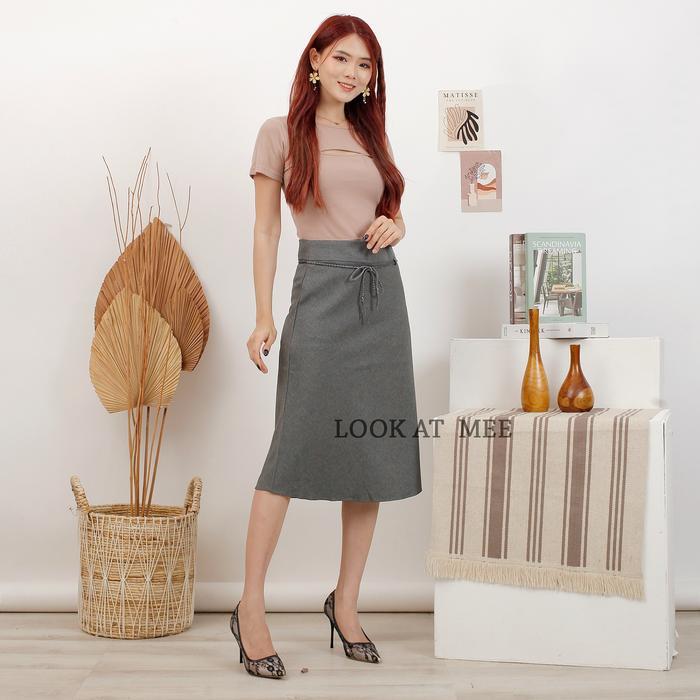 Rok Kerja 7/8 Rok Kantor Pendek Rok A Line Rok Pendek Wanita Premium Formal Nyaman Tebal Mewah Hitam