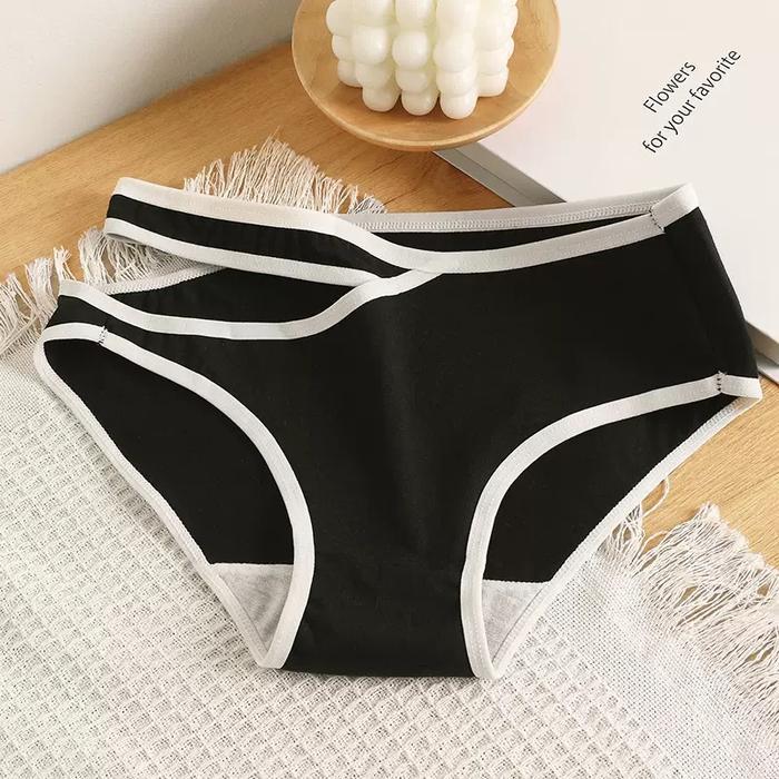 Women's Sexy Cotton Hollow  Panties with Stripe Pattern  CD Women's Mid  Mid  Wanita Pendek Katun Hi