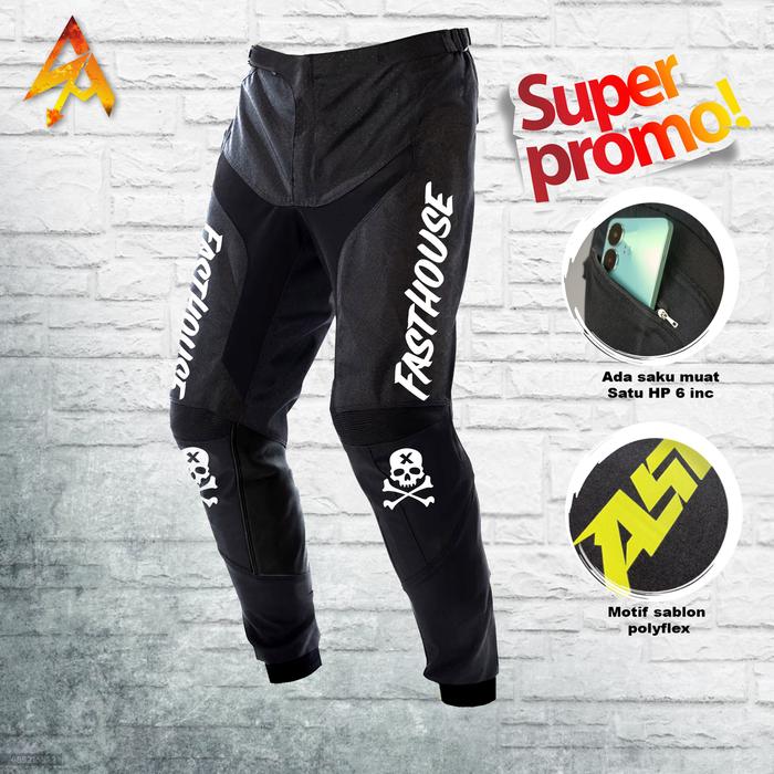 Celana trail motocross cross trabas Pants pakaian motor adventure enduro Hitam baju jersey premiu pr