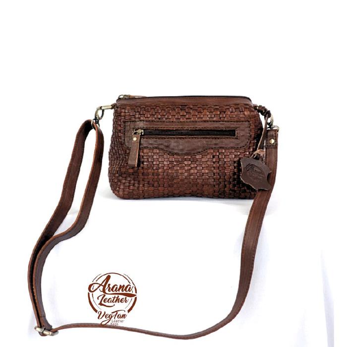 SLINGBAG MIA ANYAM - Arana Leather Vegtan / Tas Kulit Sapi Asli / Tas Kulit Jogja / Tas Wanita / Lea