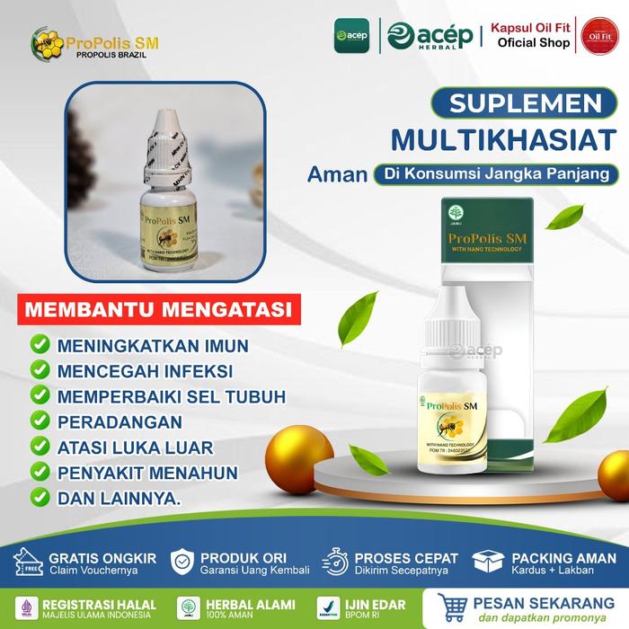 PROPOLIS SM BRAZILIAN 100% ASLI EKSTRAK PROPOLIS BPOM & HALAL MUI ISI 6ML
