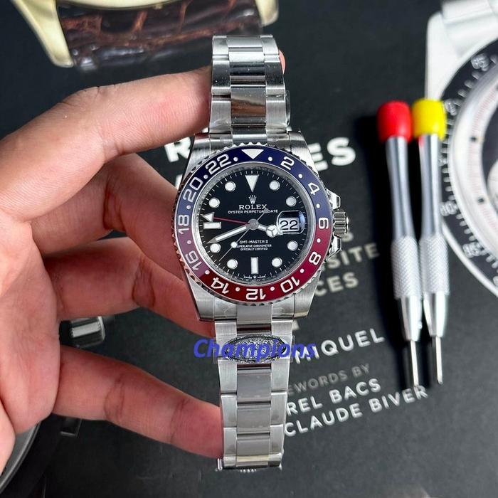 GMT MASTER PEPSI JAM TANGAN AUTOMATIC RLX GMT MASTER PEPSI SWISS 40MM OYSTER STRAP