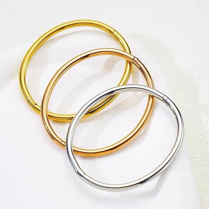 Gelang bulat polos emas gelang bangle polos titanium / gelang wanita bangle polos