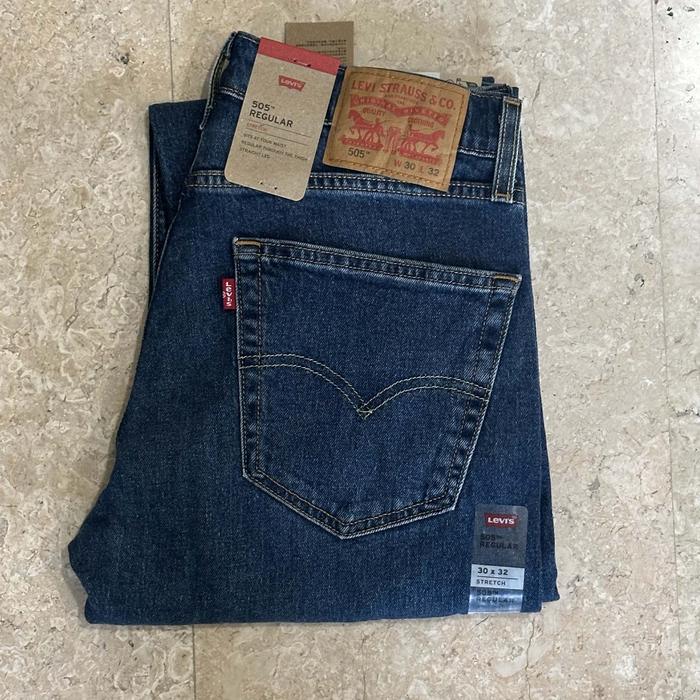 Celana Jeans Pria LEVIS 505 Original Reguler Fit Dark Stonewash STRETCH 505-3168